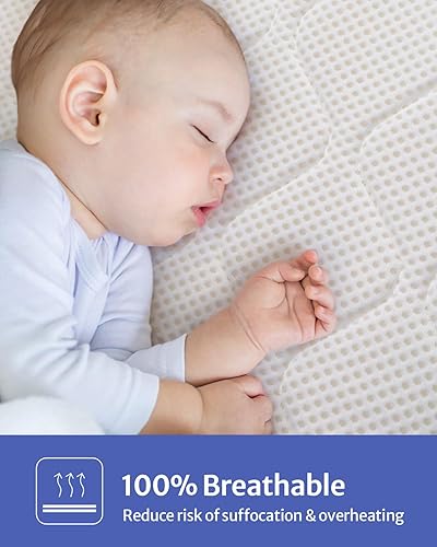 Miniatura 2 de Protector de colchón impermeable para cuna, 100% transpirable, acolchado, con muselina verde romano, sábana para cuna, de repuesto, se adapta a cuna