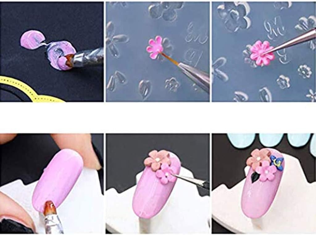 3 Pcs Rose Flower 3D Acrylic Nail Mold for Retro Decorations Design Silicone Manicure Silicone Making Kit Large