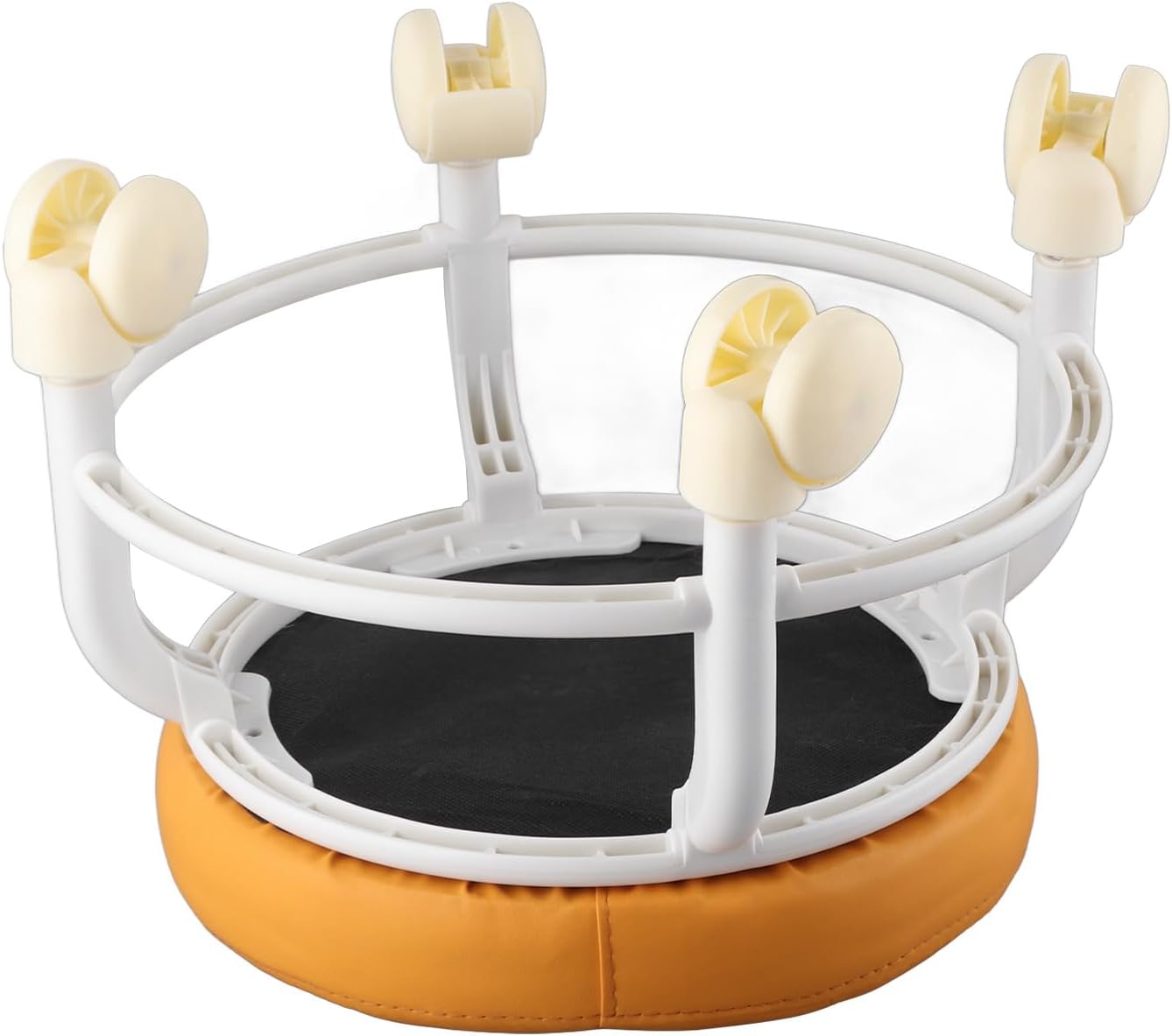 Rolling Ottoman, High Density Memory Foam, Quiet Wheels Double Layers Footrest Stool for Family Office, Metal, Black (Orange)