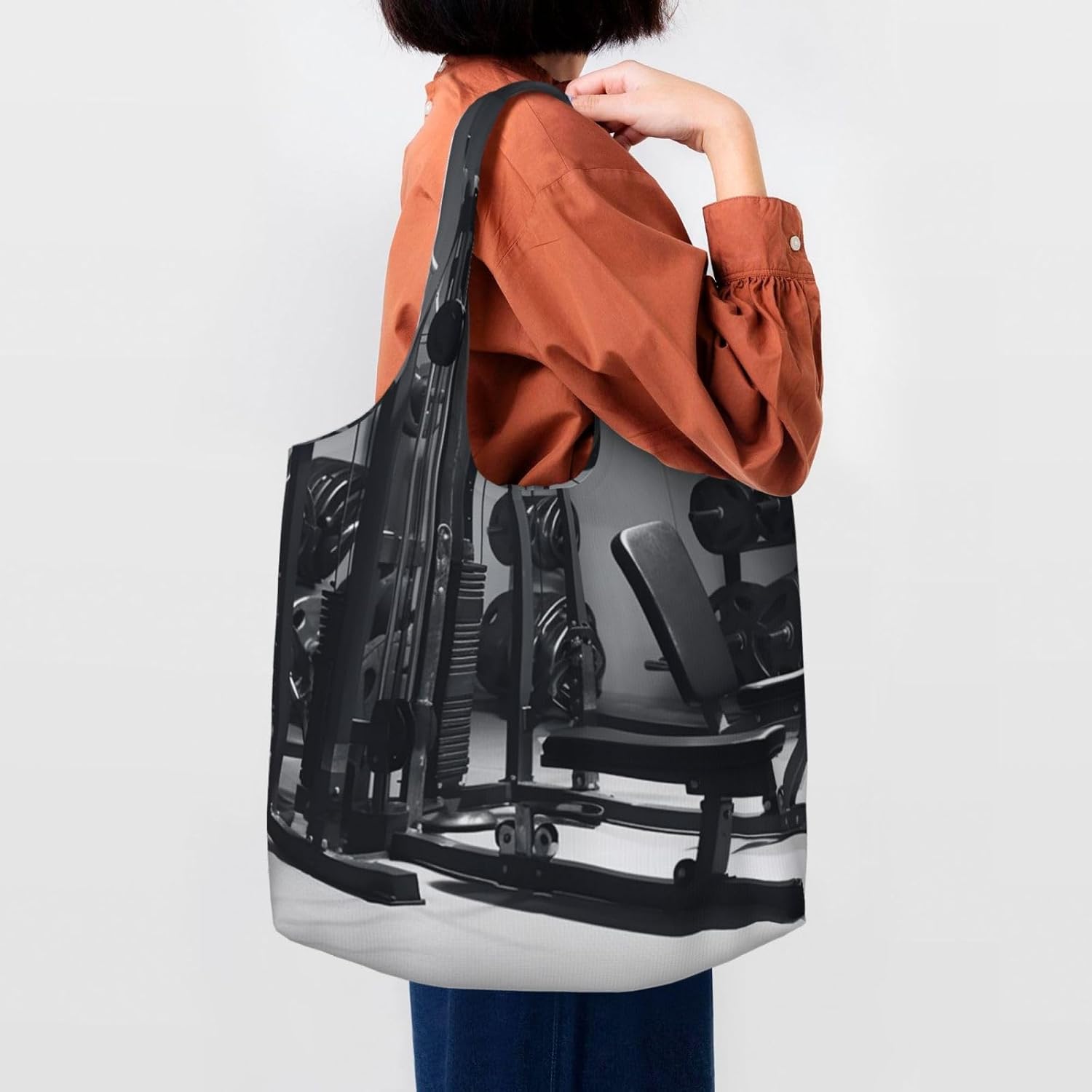 Canvas Aesthetic Tote Bag for Women Handbag Gym Equipment Reusable Grocery Bags with Handles
