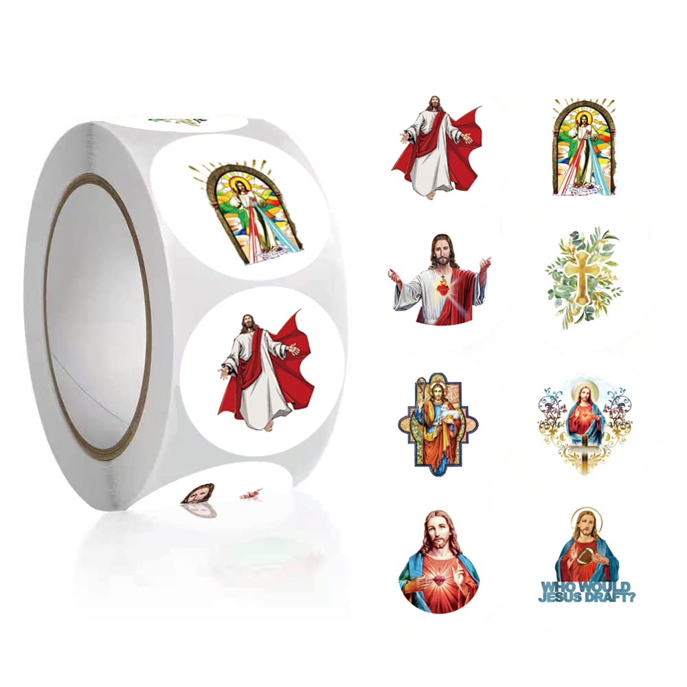 500 Pcs Jesus Aesthetic Graffiti Round Seal Label Self-Adhesive Stickers for Christmas Halloween Party Decorations for Scrapbooking Envelopes Water