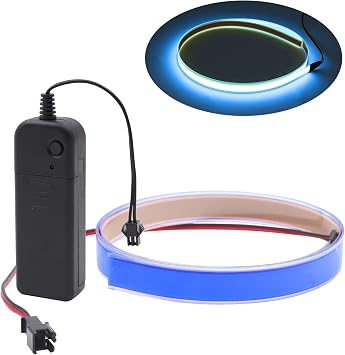 Electroluminescent El Light Strip, EL Wire Rope Lights, 1M Neon Glowing Strobing Electroluminescent 100 cm x 1.4 cm 39.3" x 0.5" ON/Slow Flash/Fast Flash, 1Pack 1, Blue, 1cm*1m