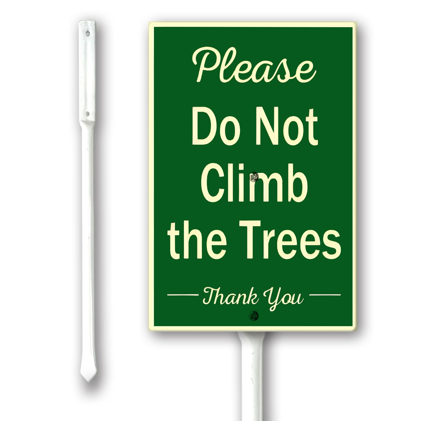 Geroclonup Yard Sign Please Do No Climb The Trees With Stake Sturdy Aluminum Signs 17.5x22cm Rustproof Aluminum Sign Privacy for Lawn Yard Garden Decor, Easy to Install, Outdoor Use