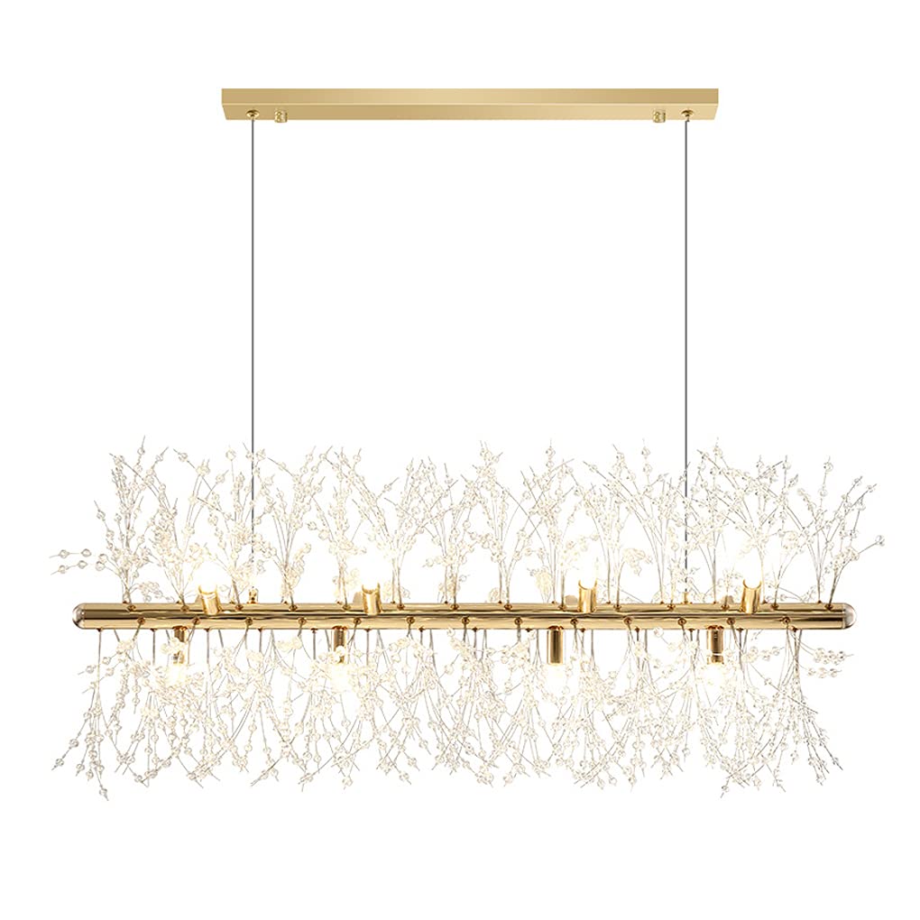 Dandelion hanglamp, G9 kristallen plafondlamp, inbouw installatie, voor verlichting slaapkamer, eetkamer, woonkamer (Gouden plafondlamp 6T