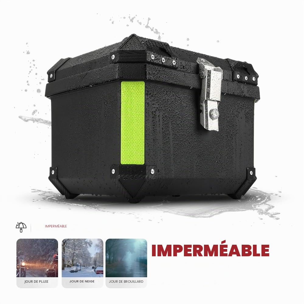 JOPWUE Coffre arrière de moto universel 45 L/57 L, étanche, anti-poussière et antivol, avec serrure de sécurité (45 l)