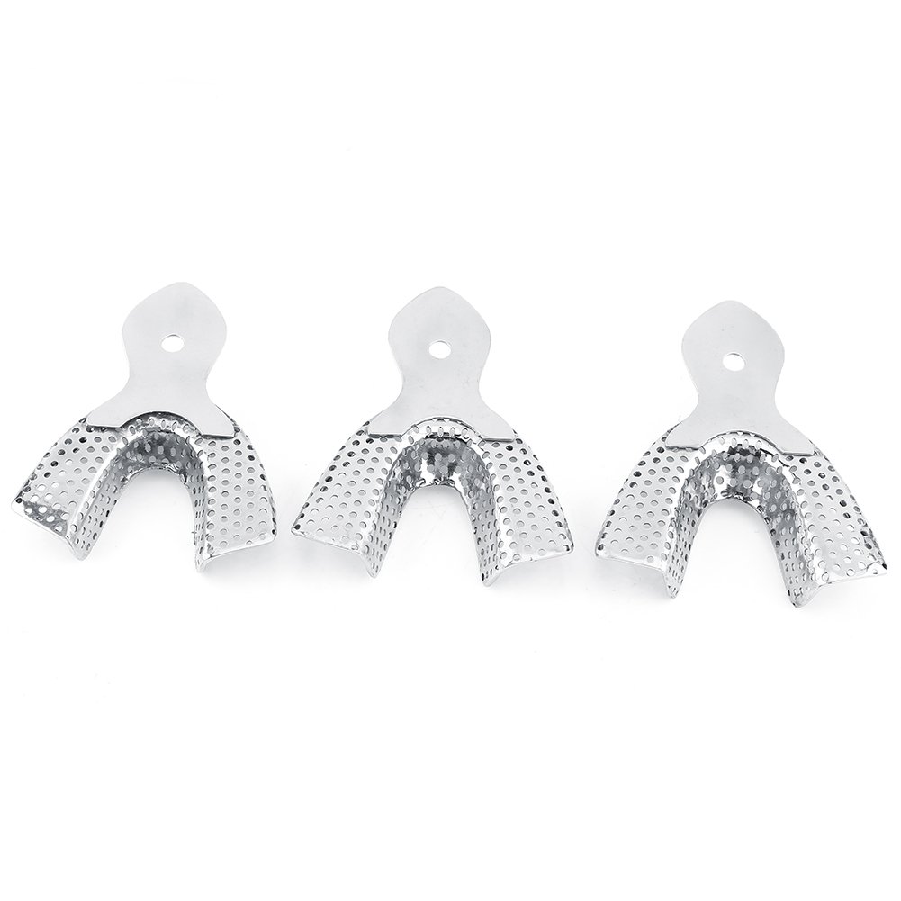 Plateaux dentaires-6 pièces en Acier Inoxydable Plateaux de Dents autoclavables dentaires Plateau d'empreinte Dentaire supérieur et inférieur
