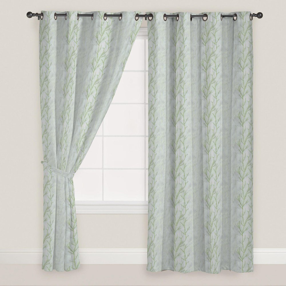 PRESTO BAZAAR 2 Piece Polyester Floral Window Curtain - 5 ft, Green