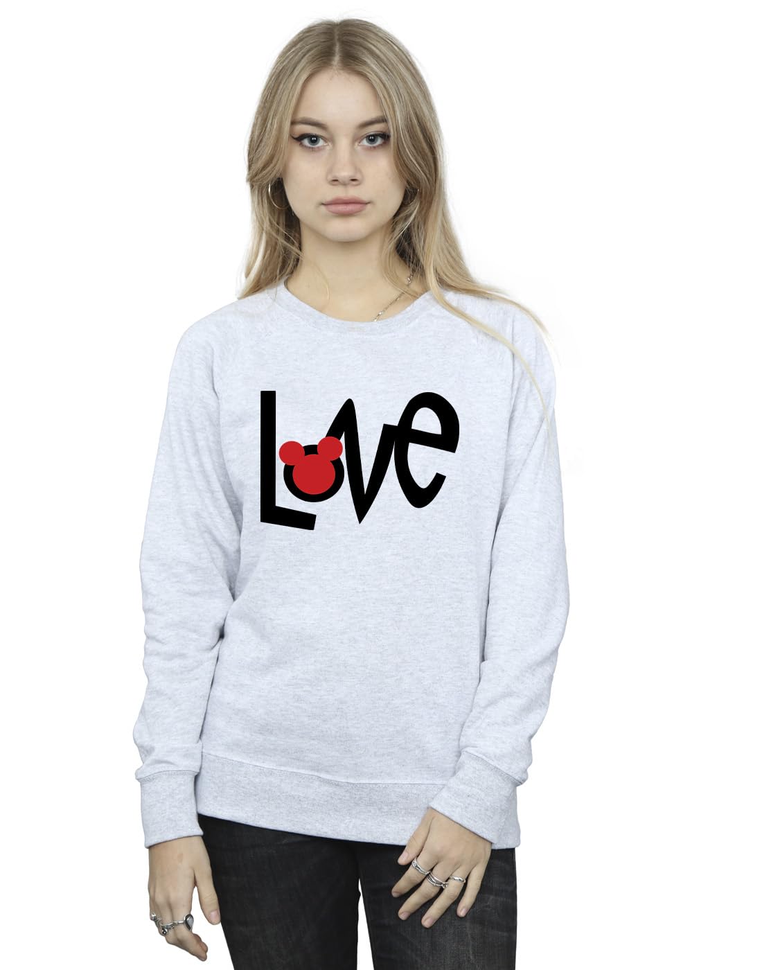 Absolute Cult Women's Sport Grey Disney Mickey Mouse Love Sweatshirt XX-Large