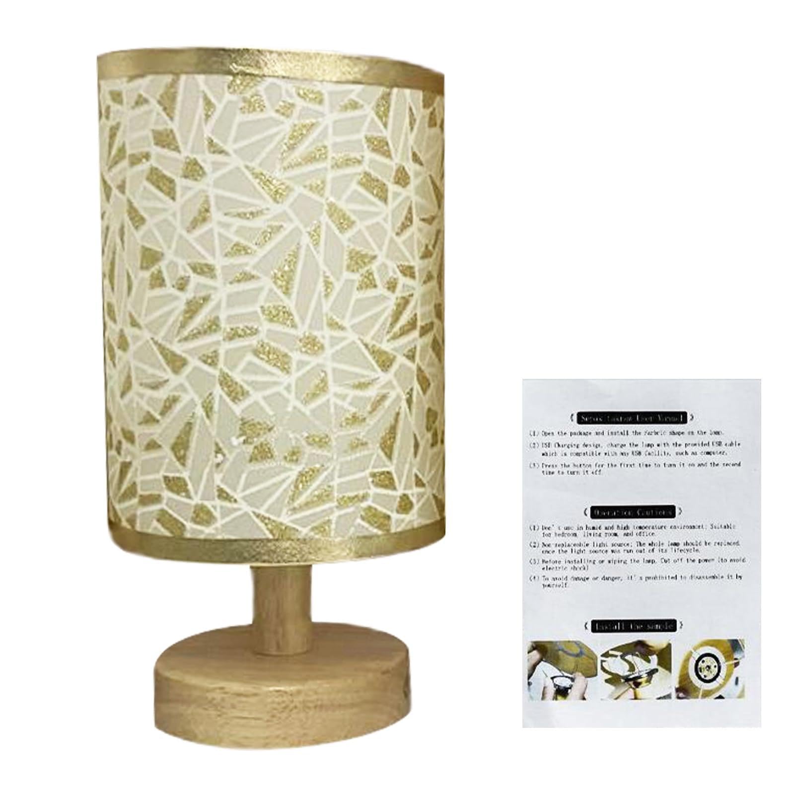 matumou Table Lamp USB Charging Energy-efficient Eye-protective Dimmable Nightstand Lamp with Round Base for Home Table Lamp