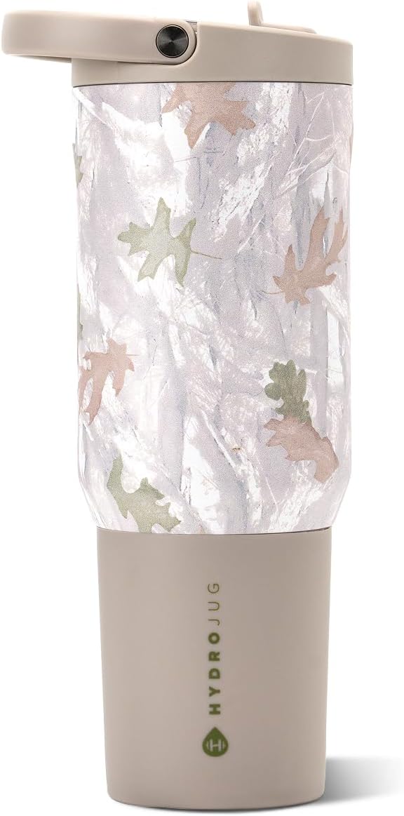Sport - Stainless Steel Tumbler with Straw, Vacuum Insulated, 20oz Leakproof Water Bottle, Ergonomic Design, Reusable, Dishwasher Safe, Rubber Base, Durable for Gym or Outdoors, Camo