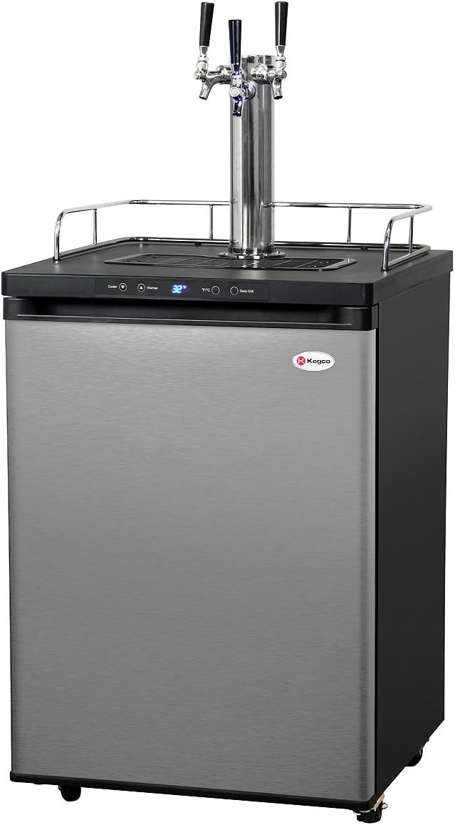 Kegco K309SS-3HB Triple Faucet Digital Homebrew Kegerator - Stainless Steel Door
