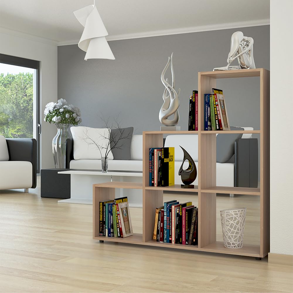 Vicco Estantería escalonada Sonoma 105 x 107.5 cm Separador de ambientes 6 estantes