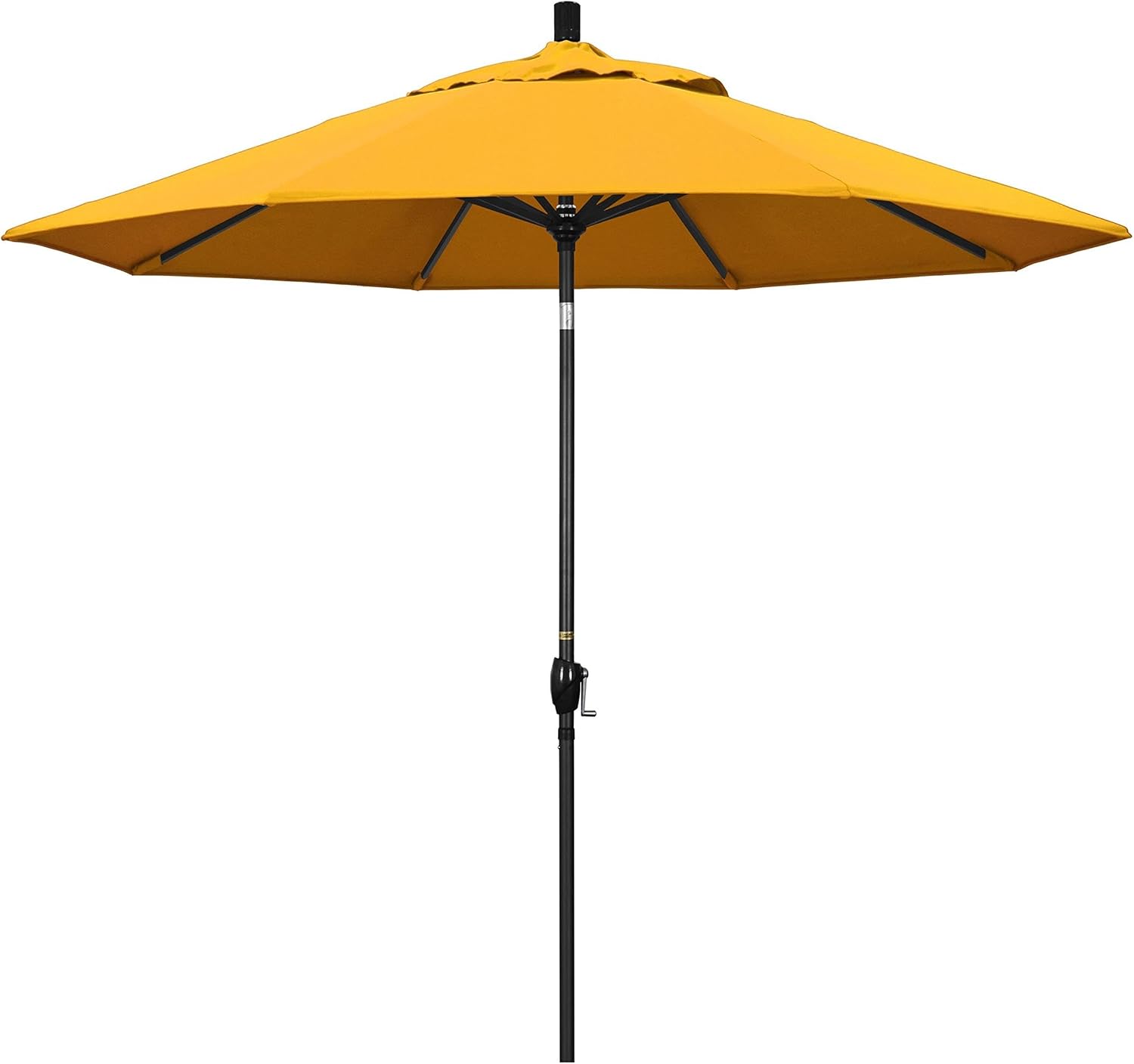 Pemberly Row 9 ft Patio Umbrella, Yellow Finish, Aluminum Frame, Sturdy Olefin Fabric, Easy Crank Lift & Push-Button Tilt, Classic Design, 108 in Wide Shade Coverage for Terrace or Patio Use