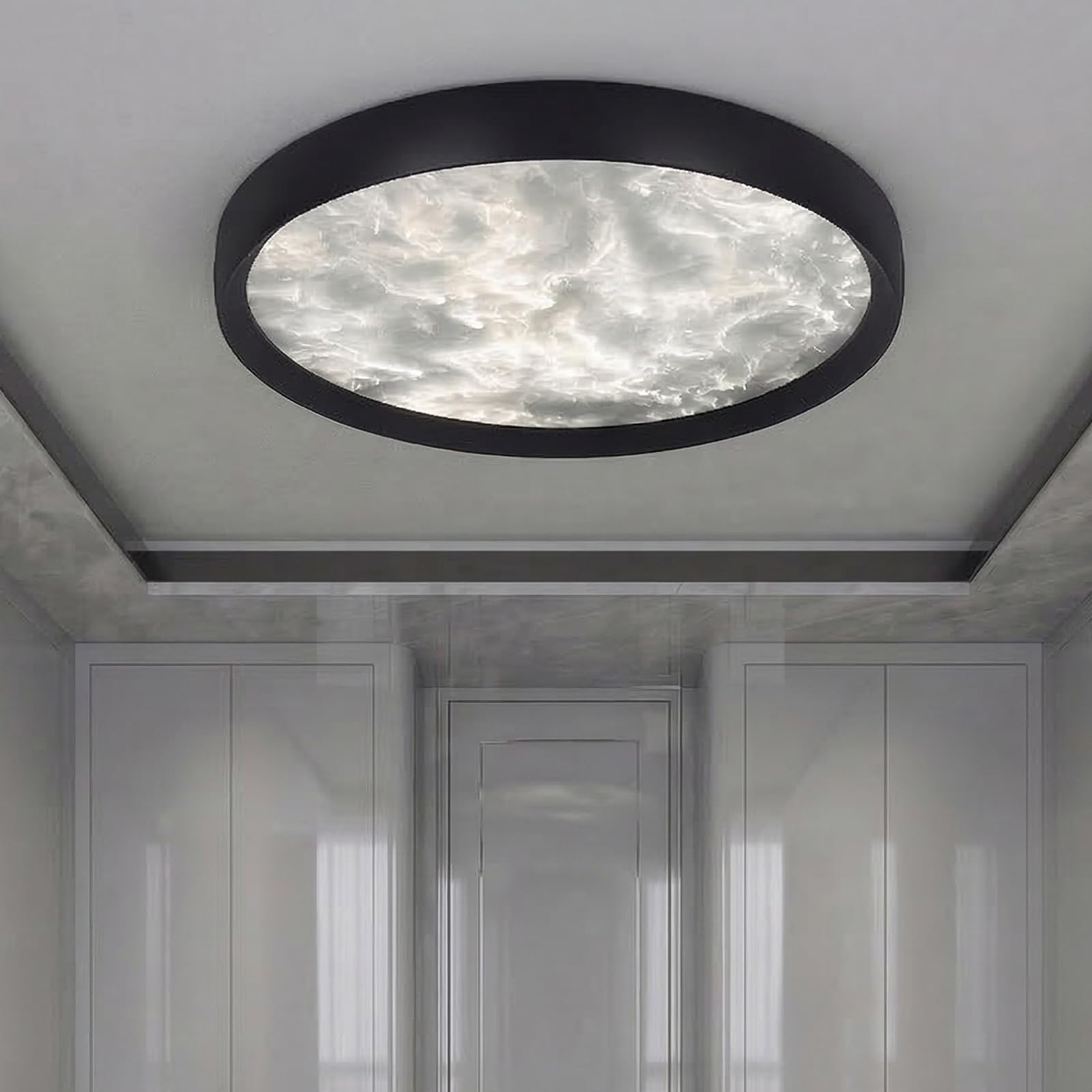 Okrągła lampa sufitowa chmura czarno-biała, nowoczesna. Lampa sufitowa 40 cm do salonu, 36 W, 3000-6000 K zmienna intensywność z pilotem zdalnego sterowania Lampa sufitowa Led sypialnia
