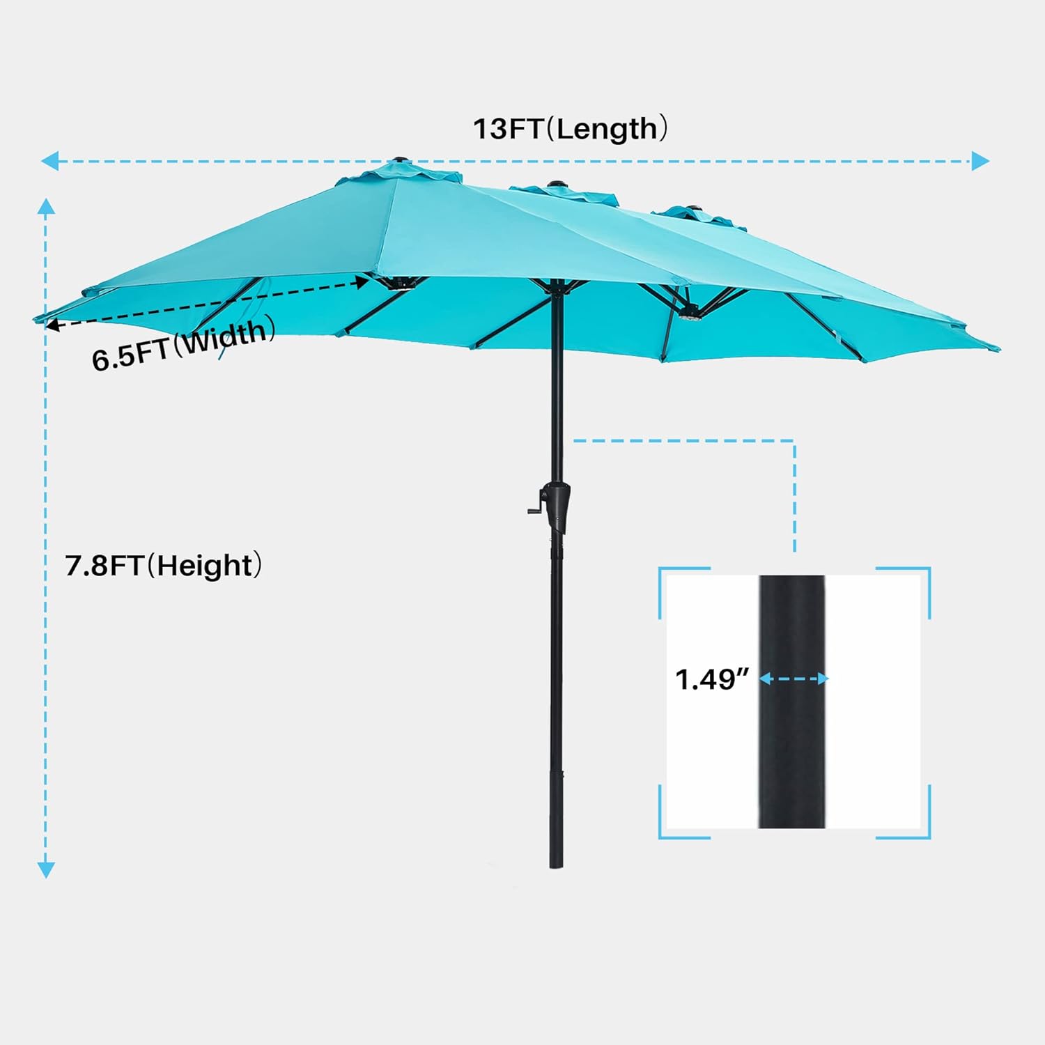 SUPERJARE 13FT Umbrella Outdoor Patio and Patio Umbrella Cover with Rod for 7 to 11 Ft Umbrellas & 15 Ft Double-Sided Umbrellas