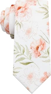 Ties for Men, Sage Green Cotton Floral Tie 2.76" Flower Printed Men's Neckties for Wedding/Groomsmen/Suit/Party