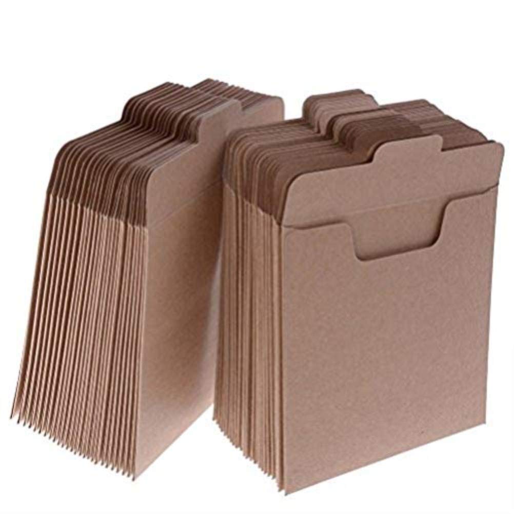 37YIMU 50 Pack CD Sleeves Kraft Paper DVD Envelopes Khaki Blank CD Paper Cardboard CD Kraft Paper Storage Holder Covers Packaging Sleeves - 4.9 x 4.9 Inch