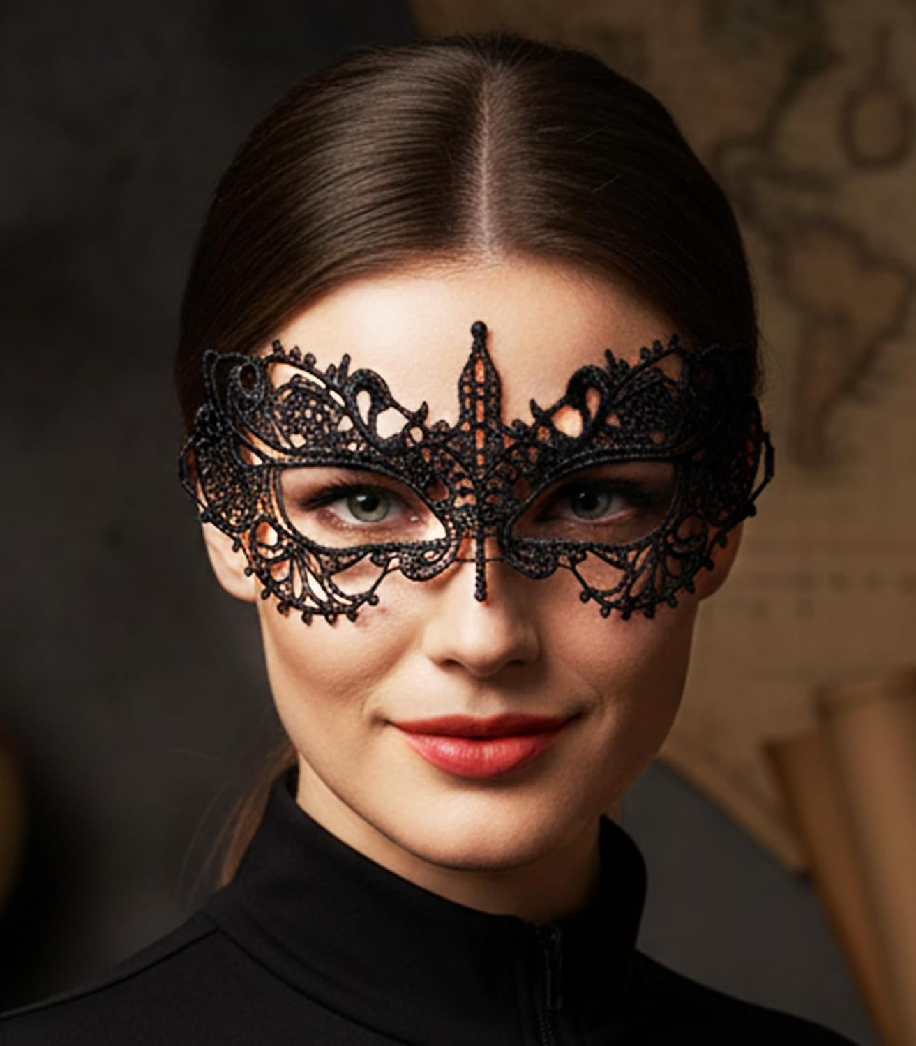 Black Lace Masquerade Mask, Venetian Antifaz, Classic Costume Accessories for Women - Image 4