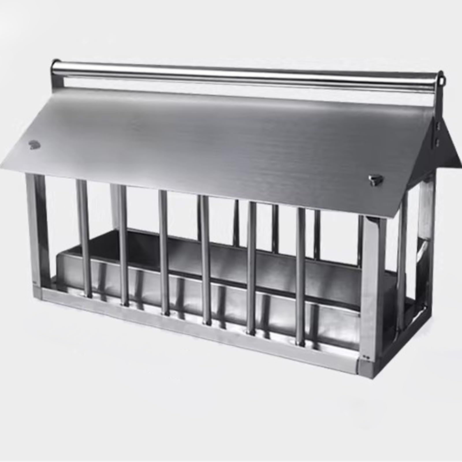 Comedero de metal para aves de corral, comedero de pollo con cubierta de lluvia, diseño sin residuos para pavos, gansos, codornices, patos y pájaros