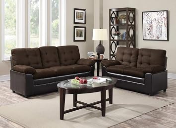 GTU Furniture Chocolate Microfiber Sofa & Loveseat Set | 2Pc