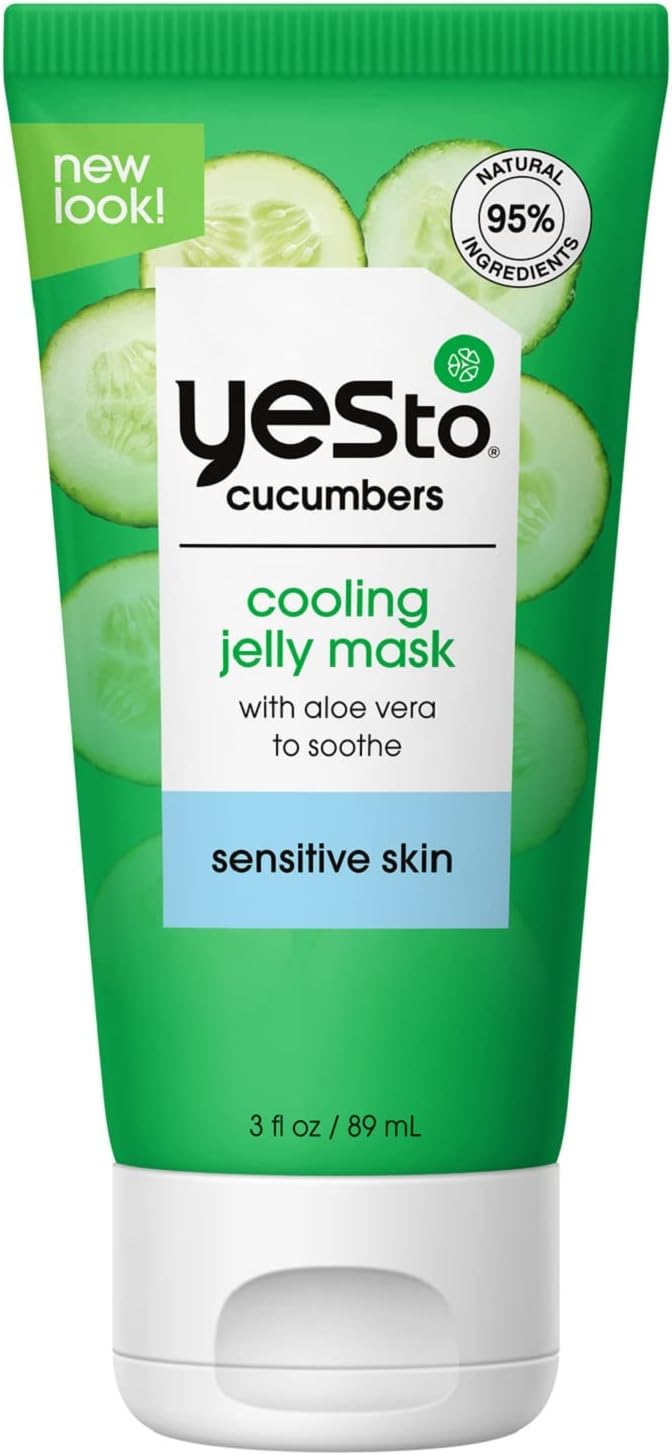 YES TOCucumber Cooling Jelly Mask, Hydrating Bouncy Lightweight Gel Mask That Leaves Skin Feeling Cool, Soothed & Refreshed, With Cucumber Extract & Antioxidants Natural Vegan & Cruelty Free, 3 Fl Oz
