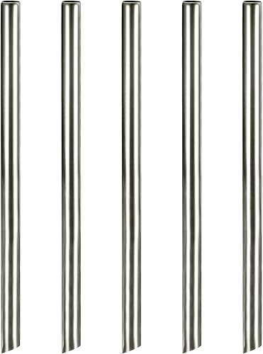 Miniatura 1 de uxcell 5 popotes de metal reutilizables, 8.5 pulgadas, con extremo biselado de acero inoxidable para beber batido, té de burbujas, bebidas (0.472 in