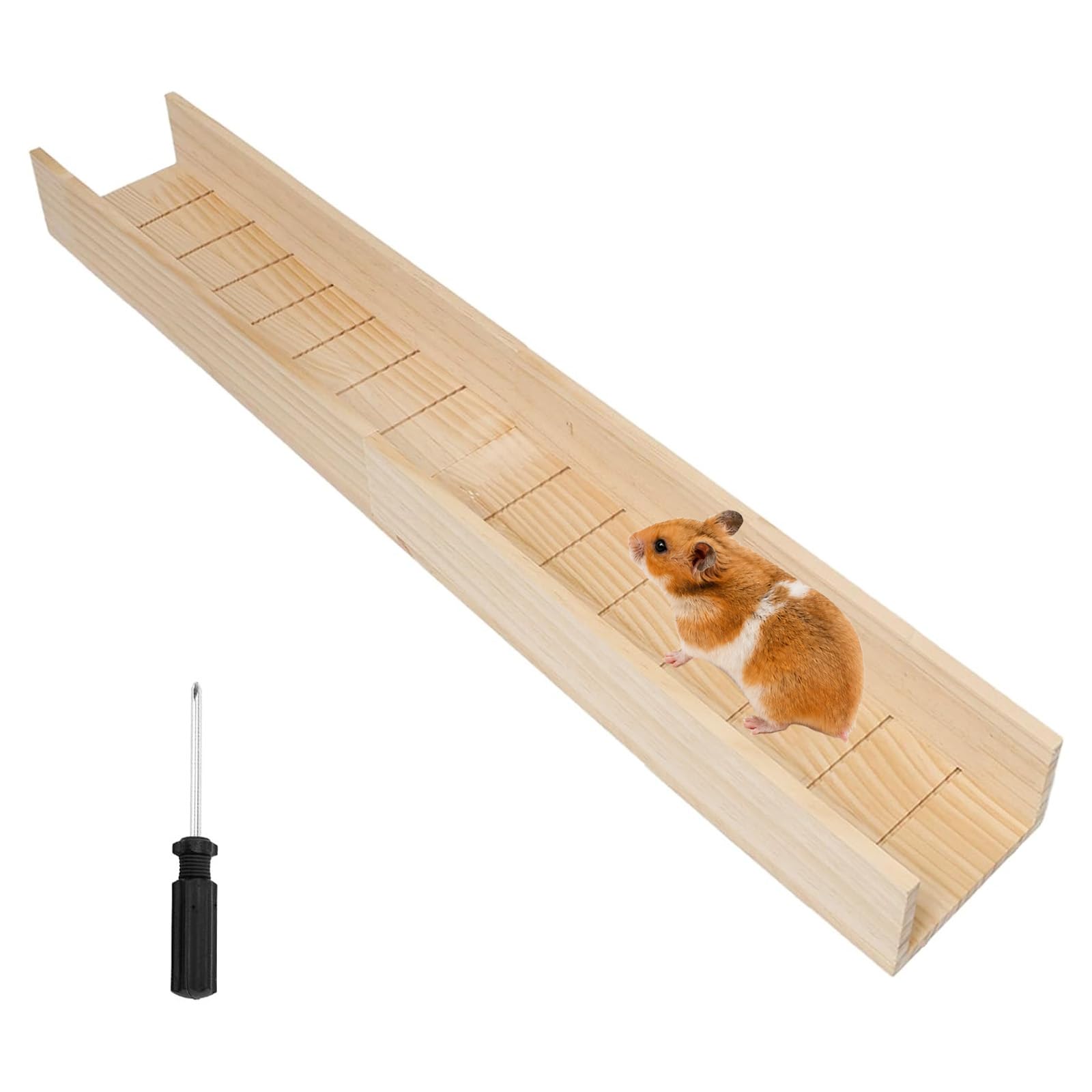 LMSAWK Guinea Pig Ramp 70cm Wooden Hamster Climbing Ladder with Sides, Small Animal Bridge for Cage Accessories Pet Stair, for Guinea Pigs Hamsters Rats Chinchillas Small Pets Indoor Cage Use