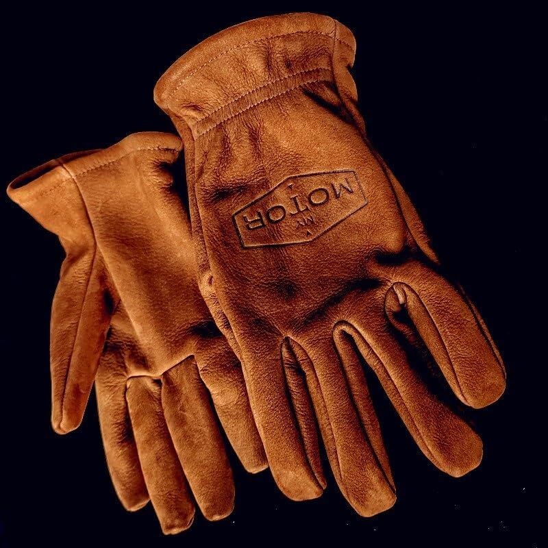 Guanti da moto vintage, strato superiore in pelle bovina satinata, guanti da ciclismo da uomo e donna resistenti all'usura e caldi guanti da campeggio