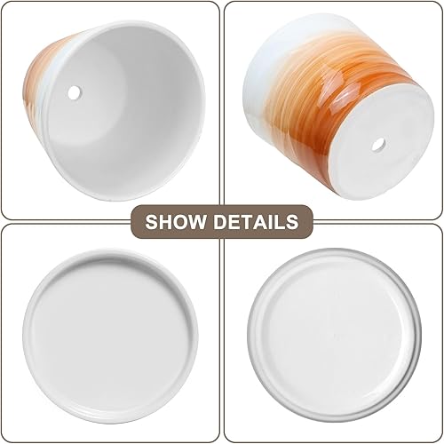 Miniatura 5 de YUFDA Macetas de cerámica para plantas, 5.5 + 6.7 macetas para plantas de interior con drenaje y platillo, macetas de interior, macetas juego de 2