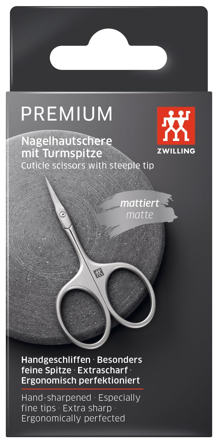 ZWILLING Nożyczki do skórek (do precyzyjnego wycinania skórek i pozostałości naskórka, bezpieczna pielęgnacja paznokci, ostra krawędź tnąca), premium, złote, 95 mm