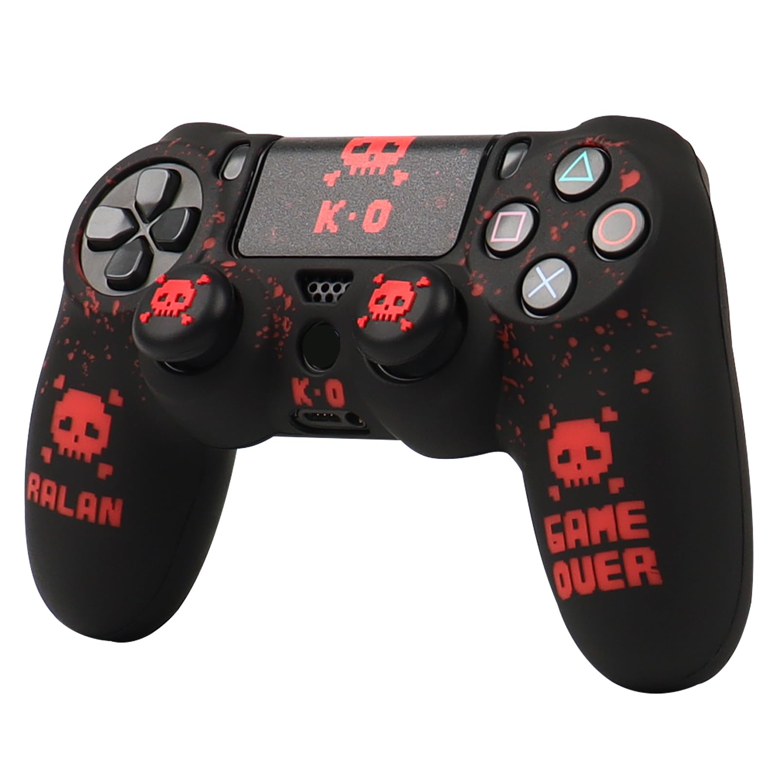 RALAN Pixelated Skull Design Controller Skin Cover with 2 Thumb Grips Compatible with PS4/Playstation 4 Slim/Pro Controller