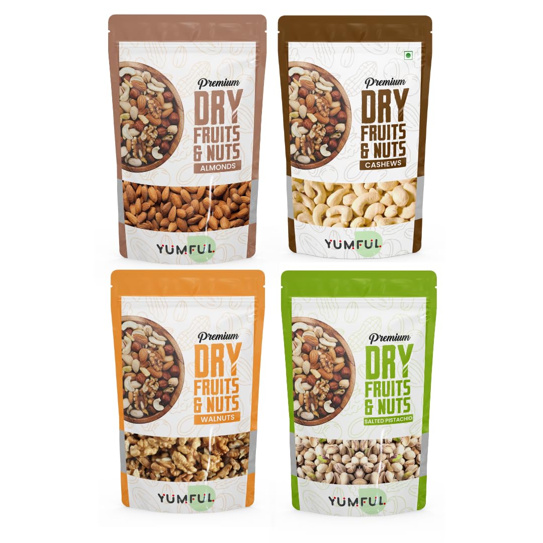 YUMFUL Premium Dry Fruits Combo Pack Of 4-1Kg (Each 250gm) Healthy (Almonds + Cashew + Salted + Pistachos + Walnut) | Badam Kaju Pista Akhrot Delicious Healthy Nuts� (B0DCC8GHL9) Amazon Price History, Amazon Price Tracker