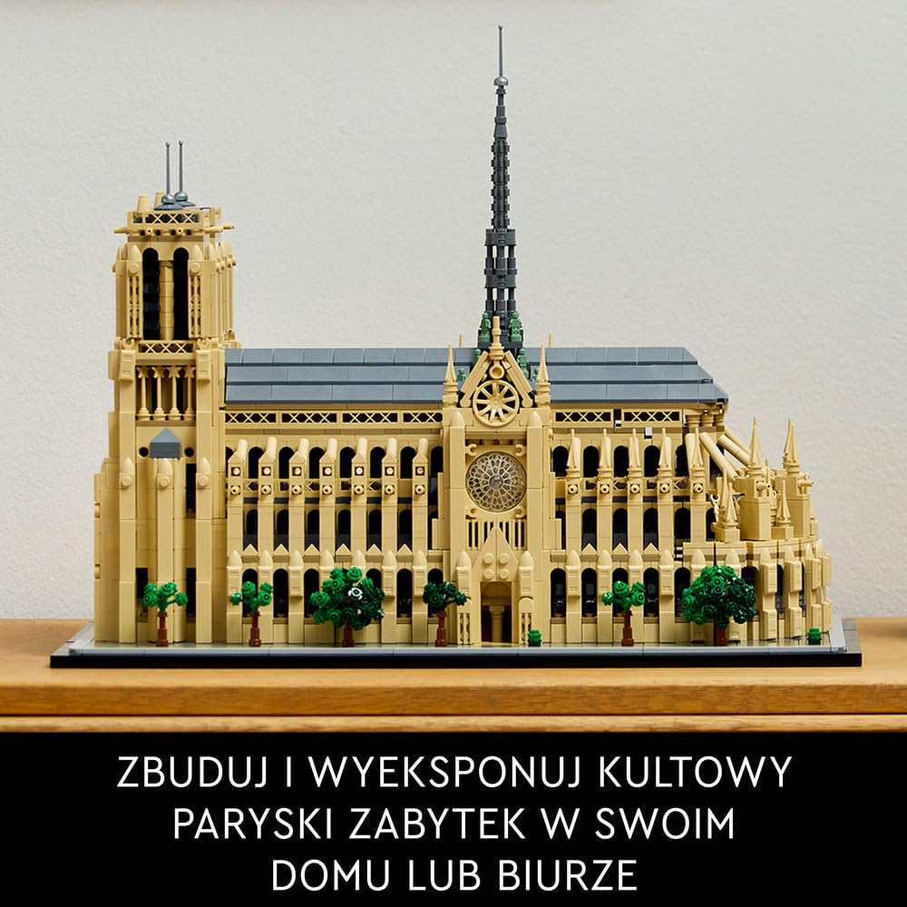 LEGO Architecture Notre-Dame w Paryżu 21061 | Model architektoniczny, dekoracja do domu, prezent dla podróżnika, duży zestaw klocków konstrukcyjnych, 4383 elementy