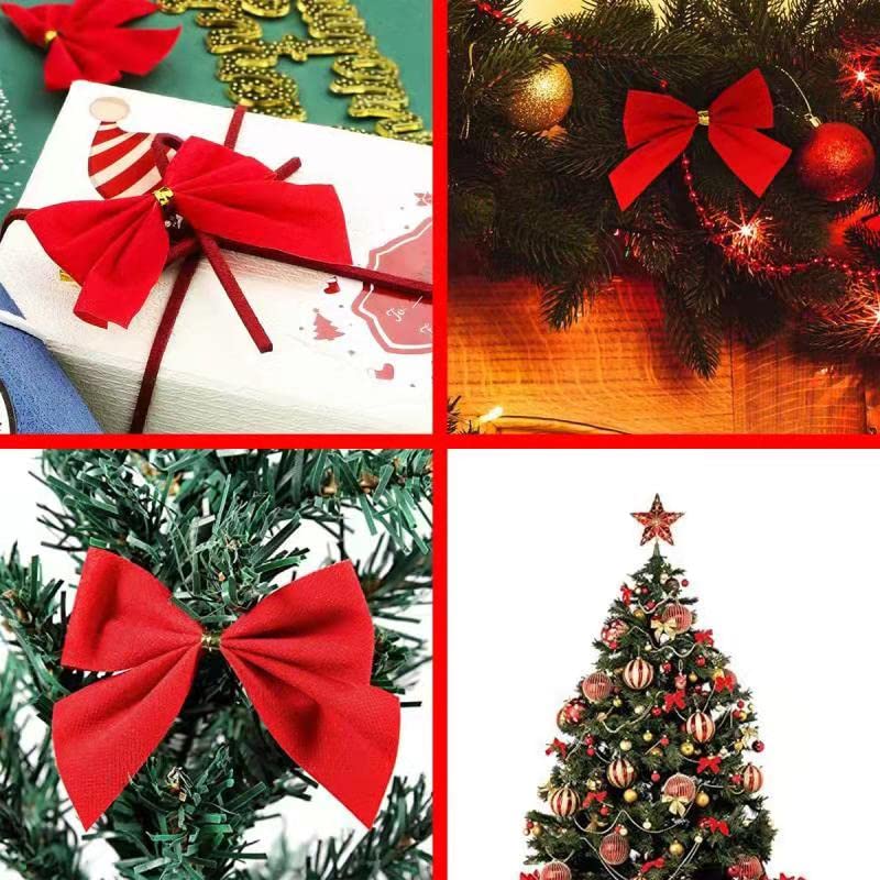 Amazon.co.jp: 60個 レッド クリスマスツリーリボン ミニ クリスマス