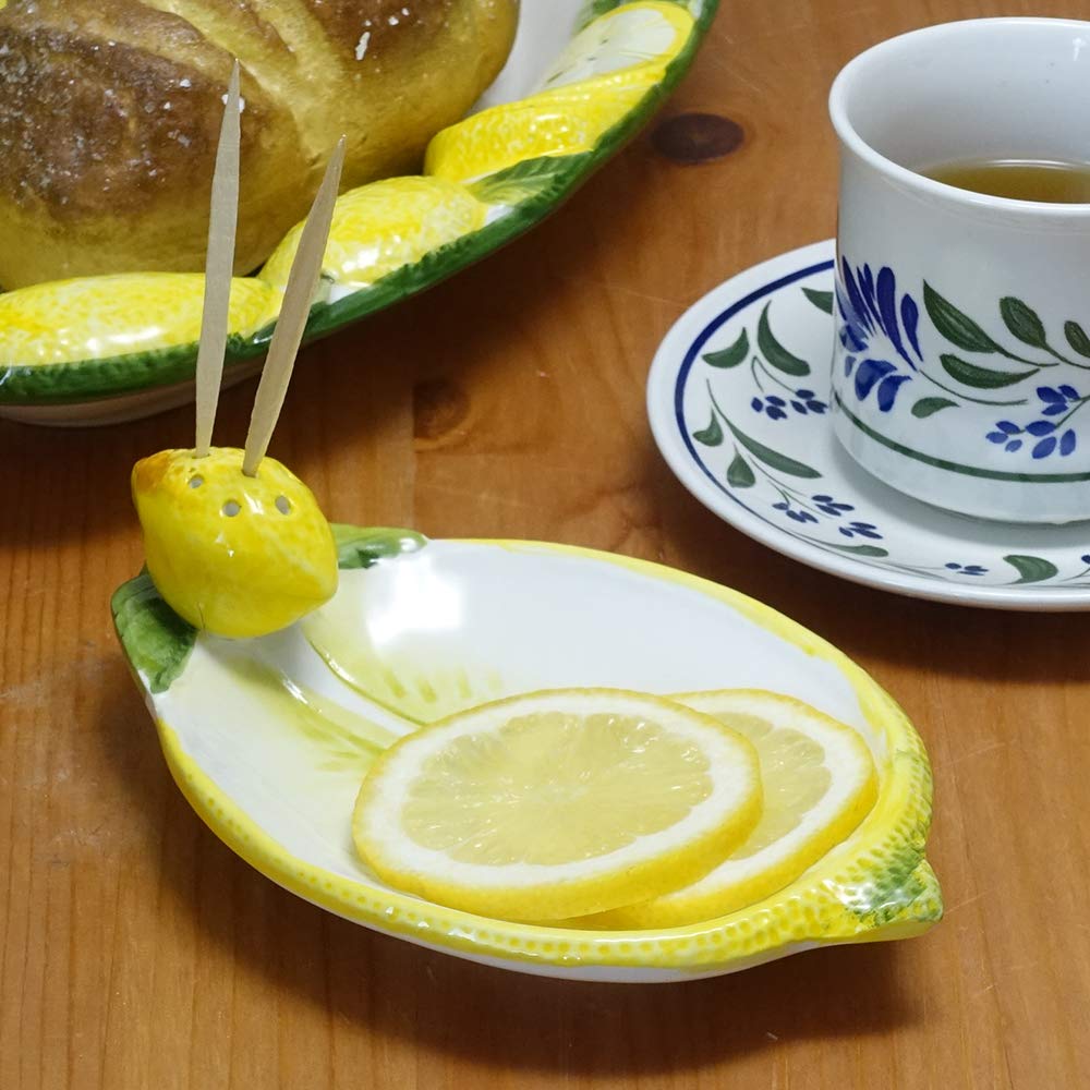 Amazon.co.jp: イタリア製 陶器 レモン モチーフ トレイ 前菜 プレート