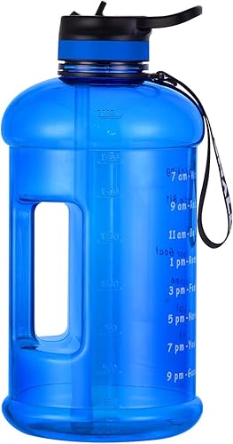 Houssem Botella de agua de medio galón jarra de agua deportiva de gran capacidad de 22 L con asa y correa botella de agua de gimnasio a prueba de
