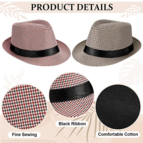 Image of 16 Pcs Bulk Fedora Hats for Men 1920s Short Brim Pork Pie Panama Hats for Beach Men Women Summer Accessories(Retro Colors)