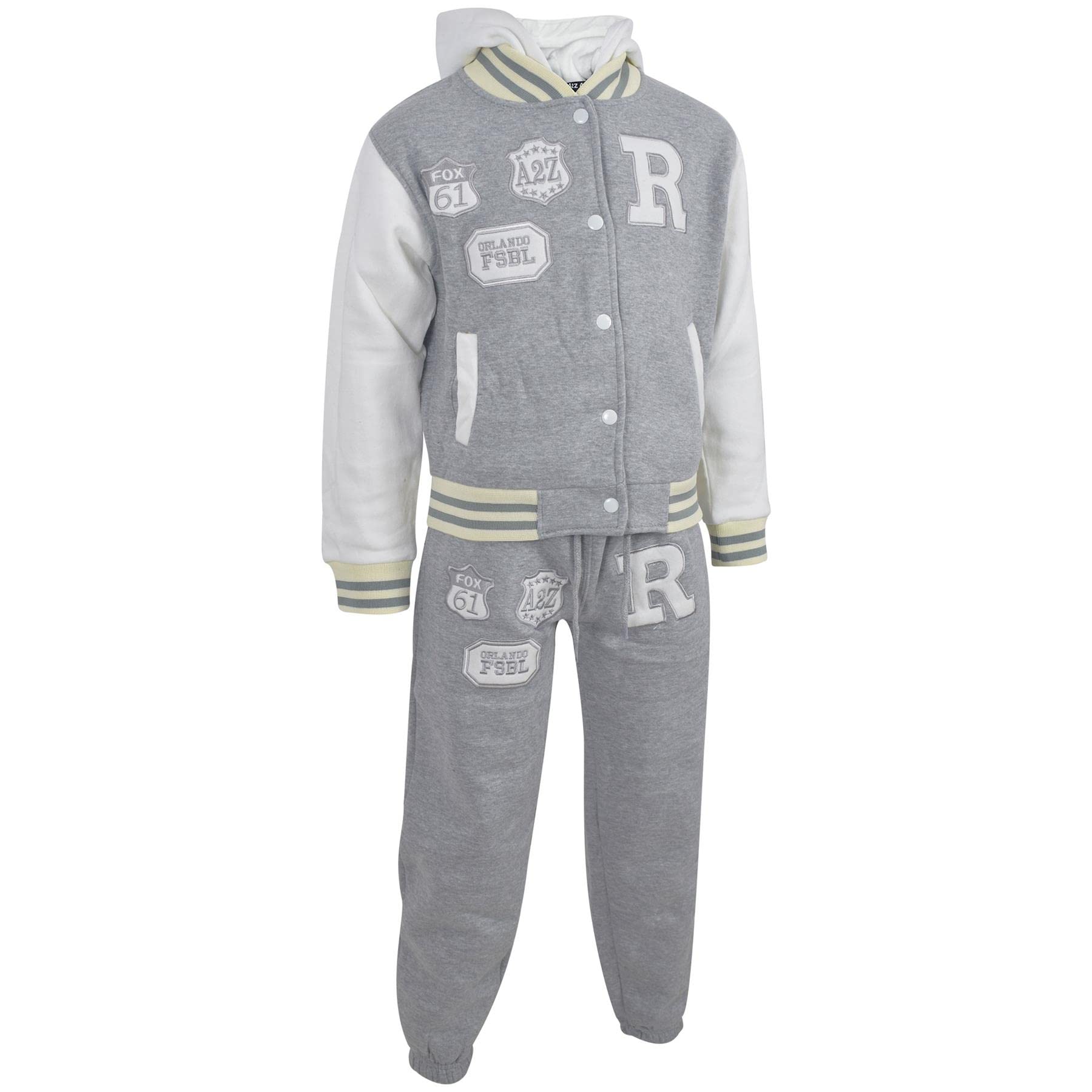 A2Z 4 Kids Baseball Dres B.B Bluza Z Kapturem Z Biegacze R Fashion FOX Kontrast Kurtka Varsity Styl Płaszcz Długie Rękawy Outfit Odzież Sportowa Set Dla Dzieci Dziewczyny Chłopcy Wiek 2-13 lat