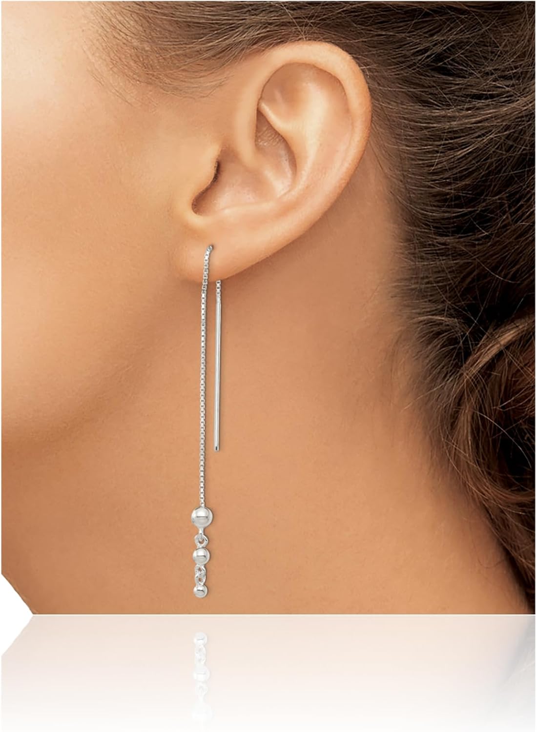 IceCarats 925 Sterling Silver Long Beaded Triple Ball Threader Dangle Earrings 53mm 2.1 inch Polished For Her