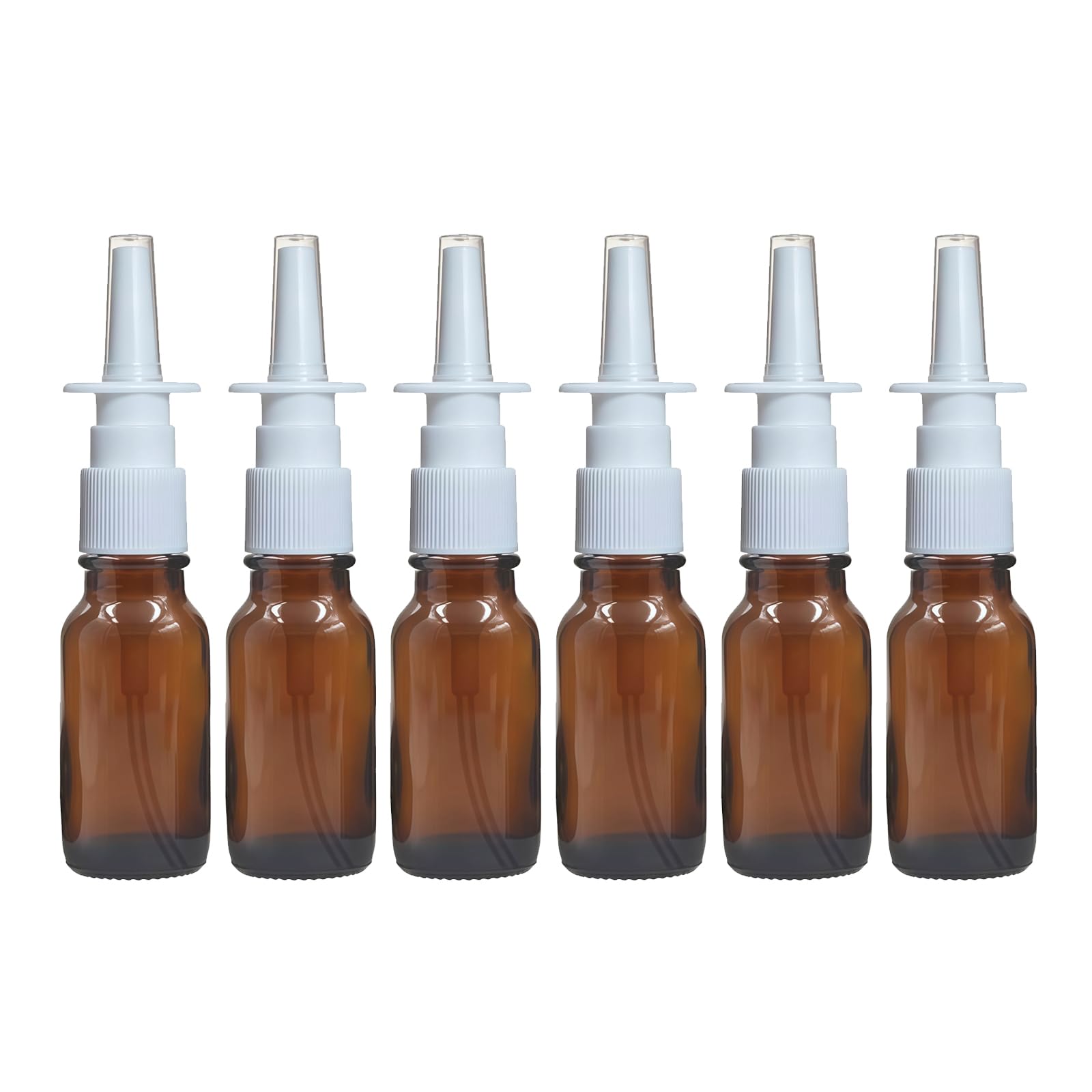Vasana Amber 6Pcs 1Oz 30Ml Empty Refillable Glass Nasal Spray Bottles Sprayers Pump Snoot Cleanser Container For Saline Nasal Sprays Wash Dispensing