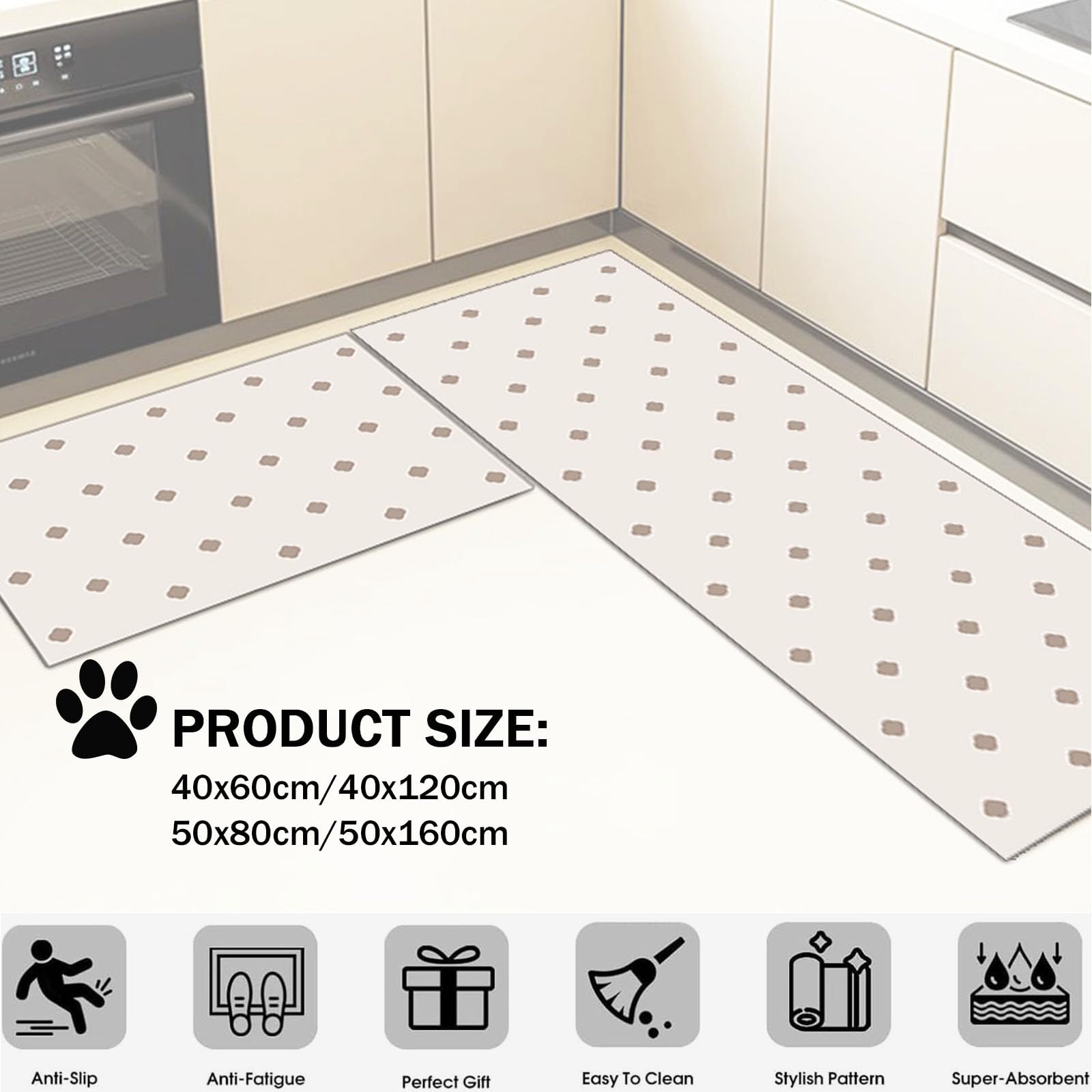 Tapis De Cuisine Absorbant Diatomite - 40x120 Cm - Antidérapant, Séchage Rapide - Pour Devant évier, Couloir, Salle De Bain - Gris