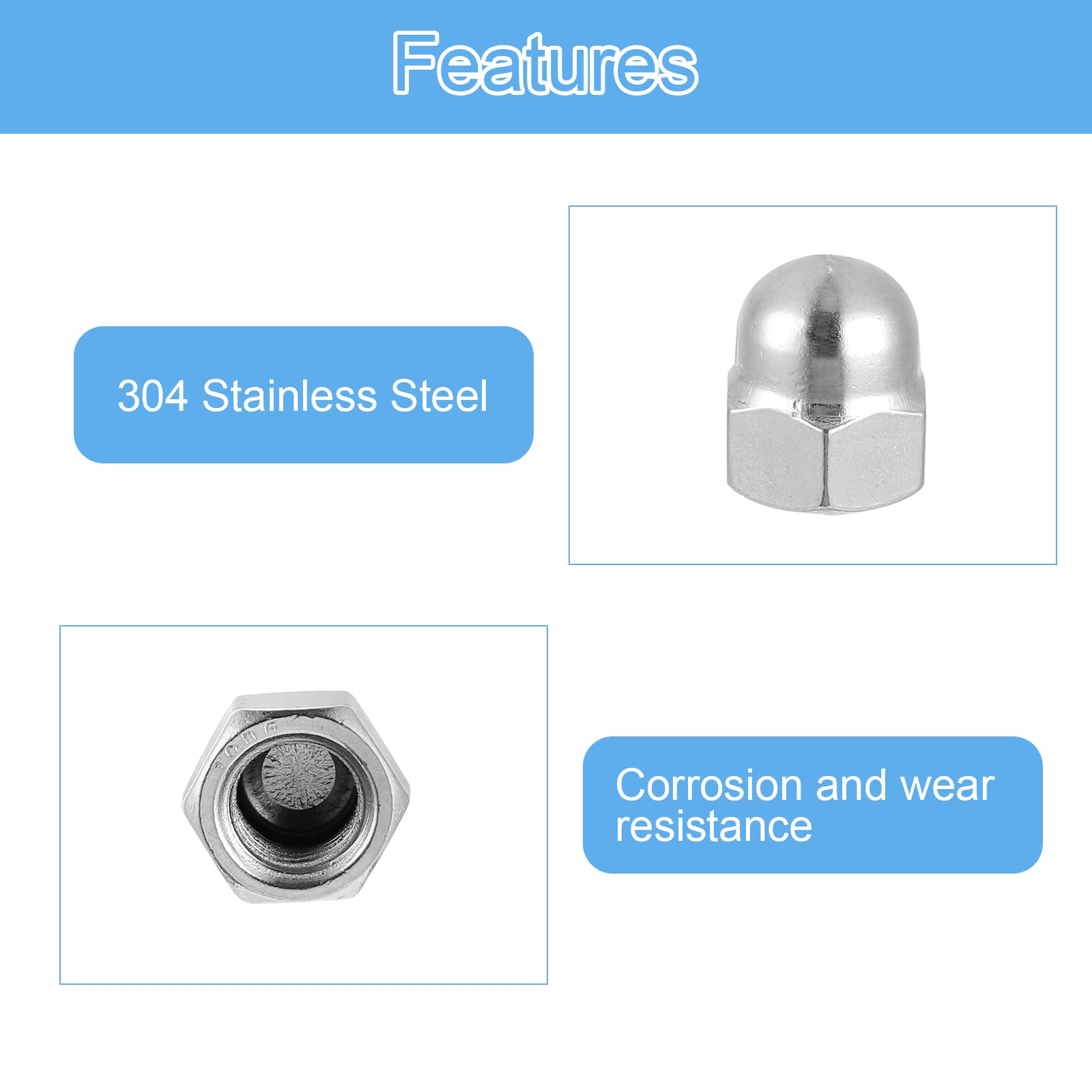 DADO SALDATURA ESAGONALE A2 Acciaio Inox Metrico M3 M4 M5 M6 M8 M10 M12 - Foto 7