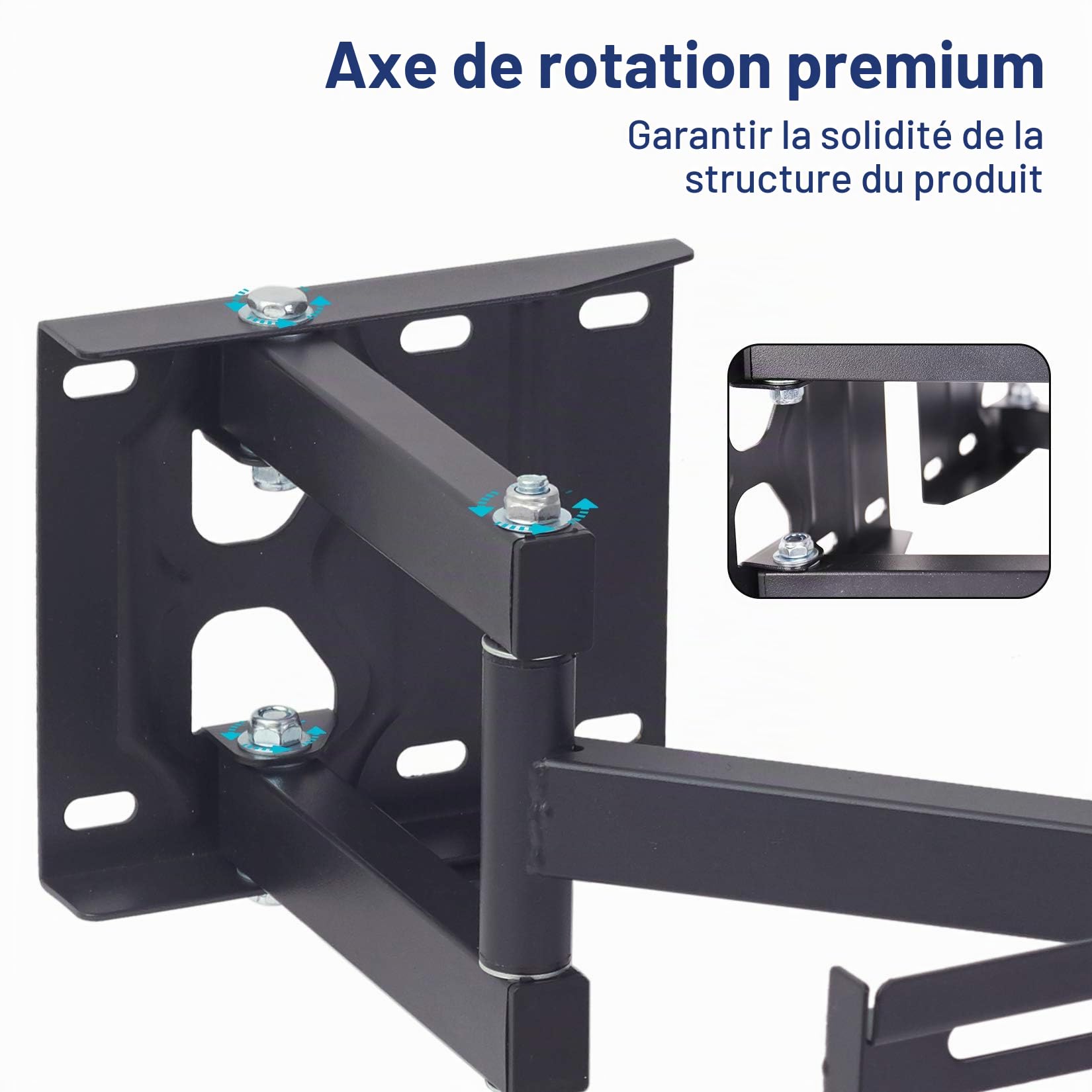 UNHO Support TV Mural Angle: Support TV Mural Fixe pour Écrans LED LCD Plasma 32-65 Pouces Inclinable et Orientable Meuble TV Support Mural Angle Charge Max 45kg VESA Max 400x600mm