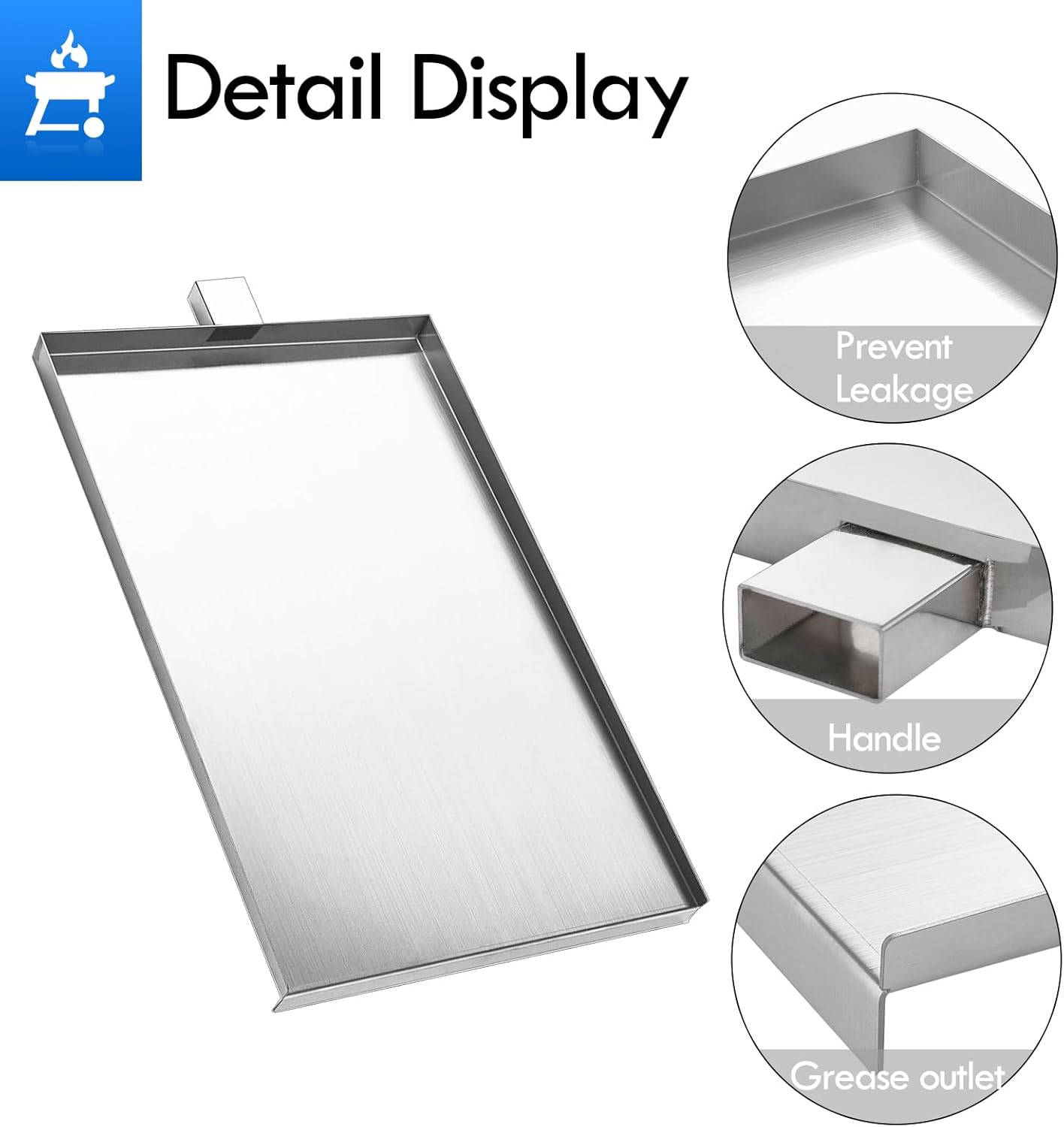 SUB025 Drip Tray Replacement Parts for Traeger Tailgater 20 Drip Pan TFB30KLF TFB29PLB TFB29LZA BBQ055 TFB30LZAC Jr Elite Bronson 20 Grease Tray Stainless Steel Drip Plates Smoker Grill Accessories