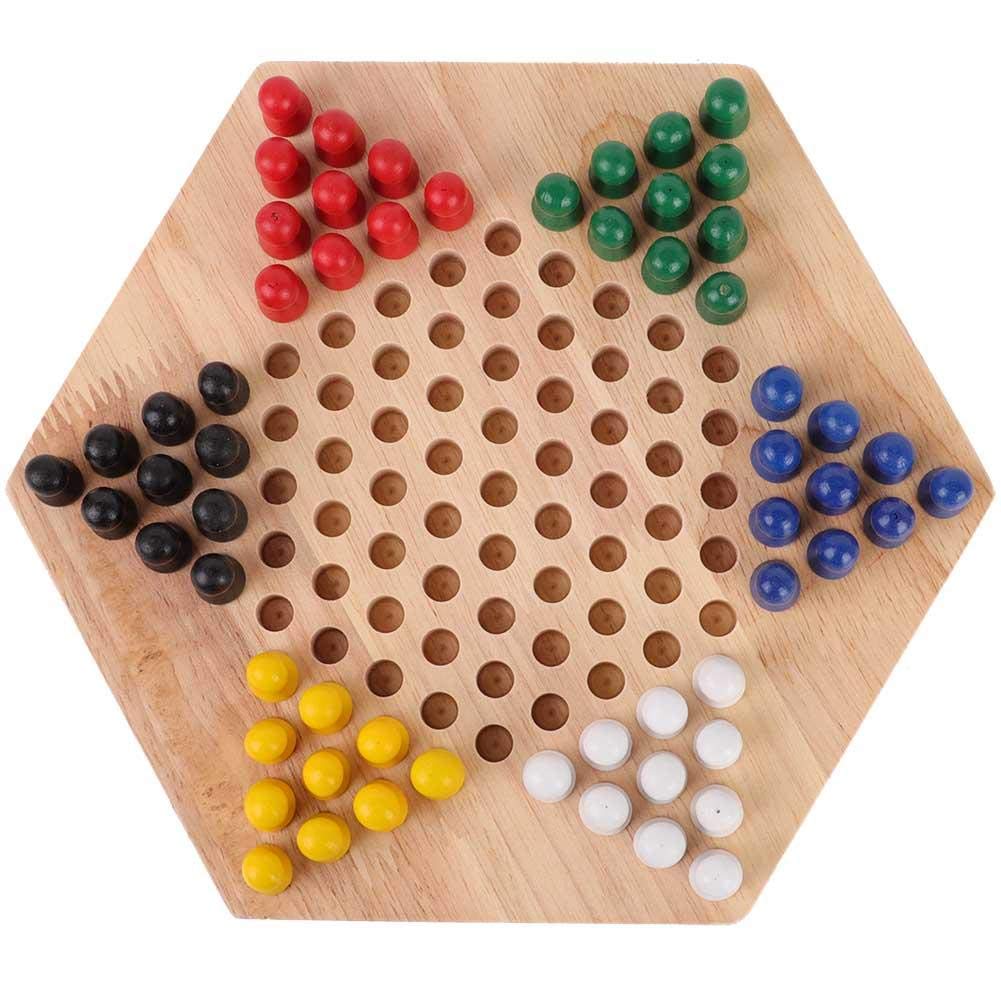 jeu de dames,stimule développement cognitif jeu de société en bois hexagonal traditionnel for familles enfants éducation voyage fêtes