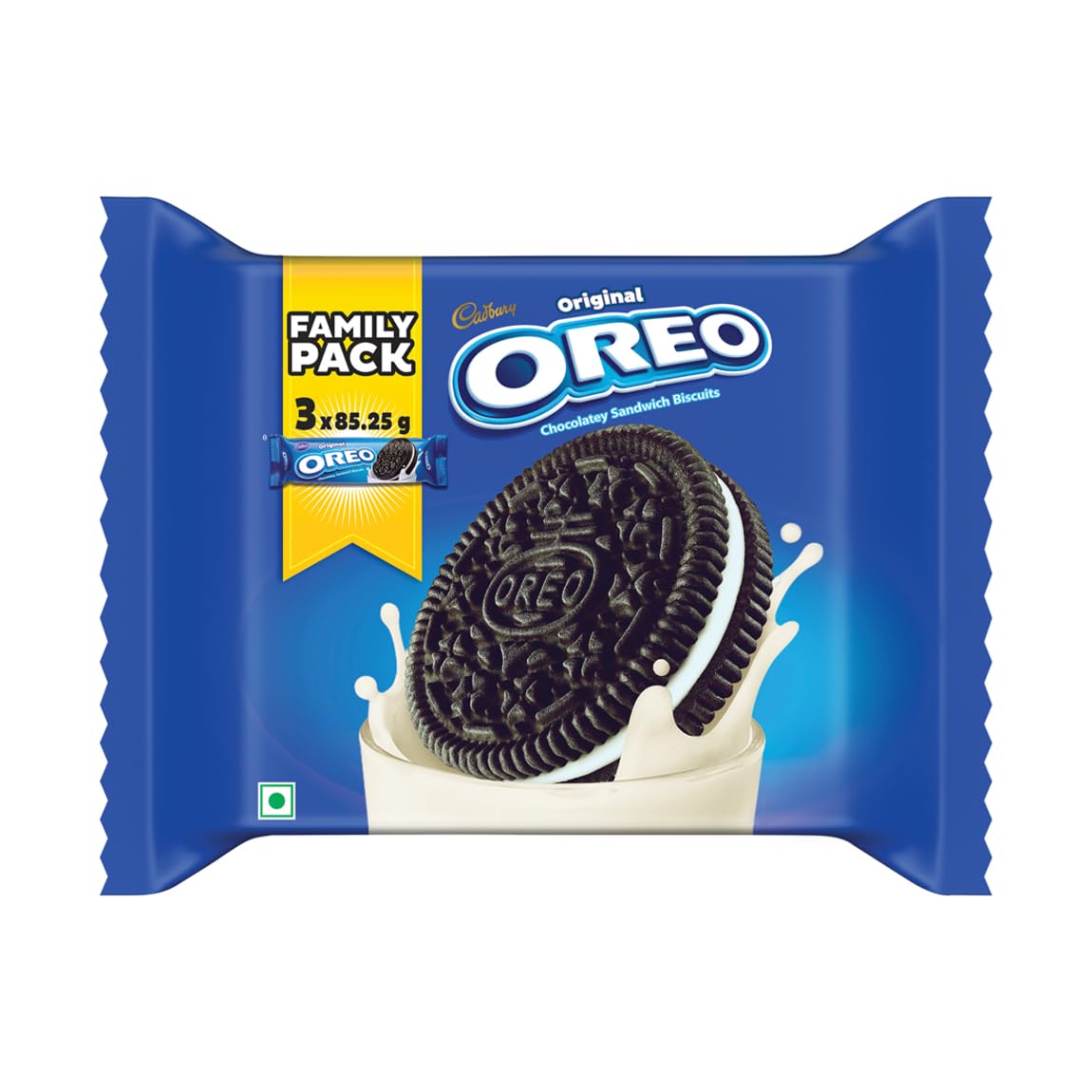 Cadbury Oreo Vanilla Flavour Cream Sandwich Biscuit Family Pack, 255.75 g