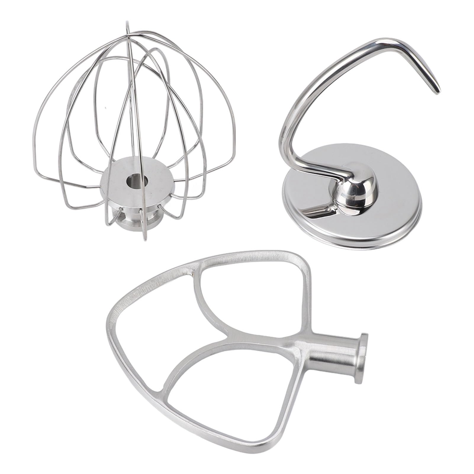 3-teiliges Standmixer-Aufsatz-Set, Edelstahl-Peitsche, Rührbesen, Teighaken für Küche, Backzubehör