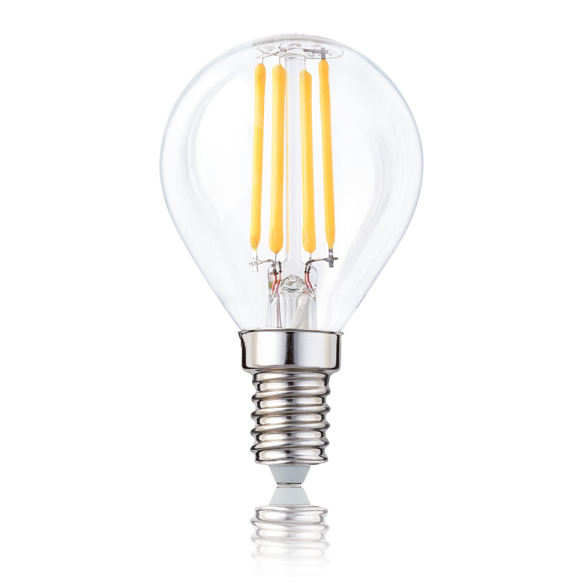 hellum 208115 LED Filament Teardrop Light Bulb G45 E14 4W Equivalent to 37W 420lm Clear A++ Warm White 2700K 330° Beam Angle 25000 Hours
