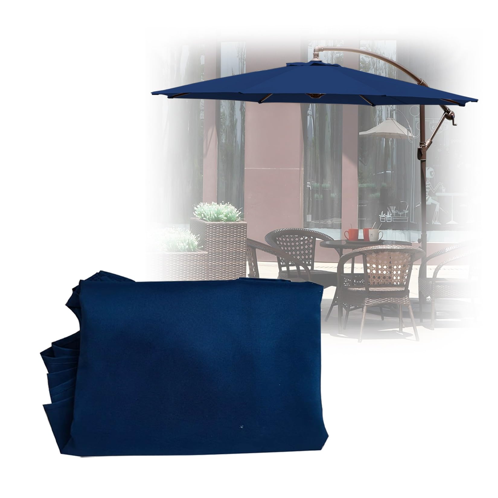 ESOYAWE Garden Parasol Covers Replacement Parasol Canopy, 6 Ribs 8 Ribs Patio Umbrella Replacement Canopy, Waterproof UV Protection Outdoor Parasol Fabric Replacement (Canopy Only)