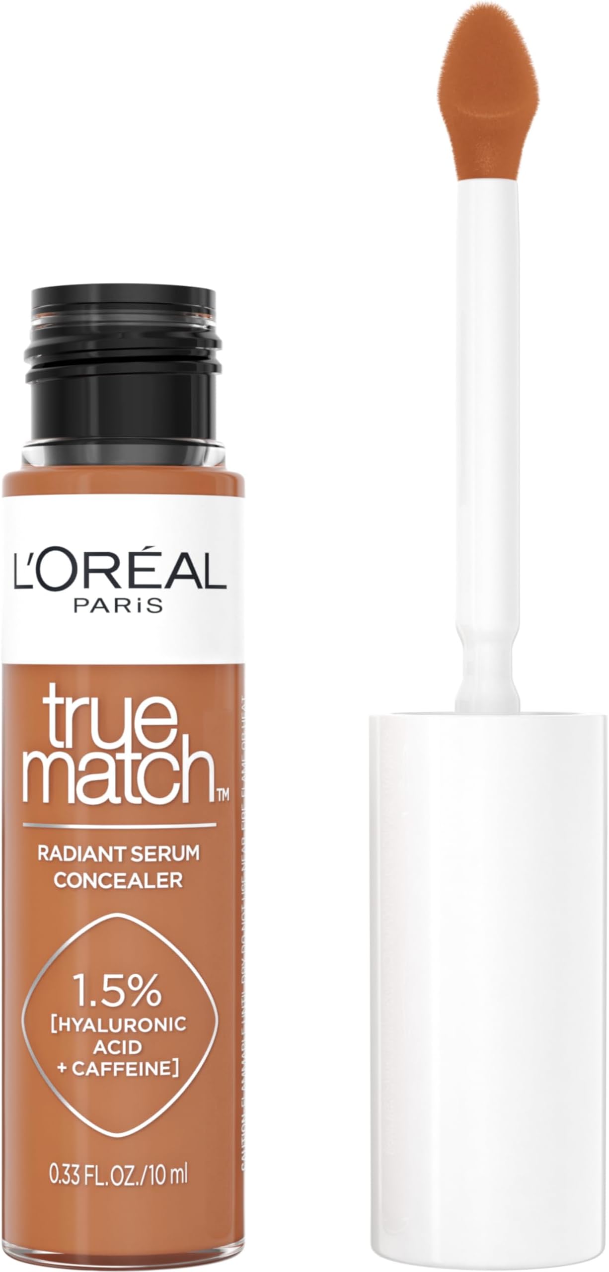 L'Oreal Paris True Match Radiant Serum Concealer, Brightening Under Eye Concealer Make Up with 1.5% Hyaluronic Acid and Caffeine, C8, 0.33 Oz